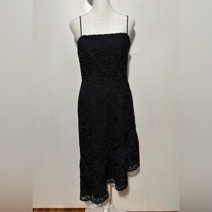 Milly Black Floral Lace Midi Dress Size 4